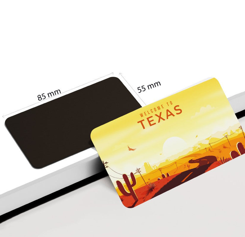 dhcrafts Rectangular Rubber Fridge Magnet / Magnetic Card Multicolor Texas Design Pack of 1 (8.6cm x 5.4cm)